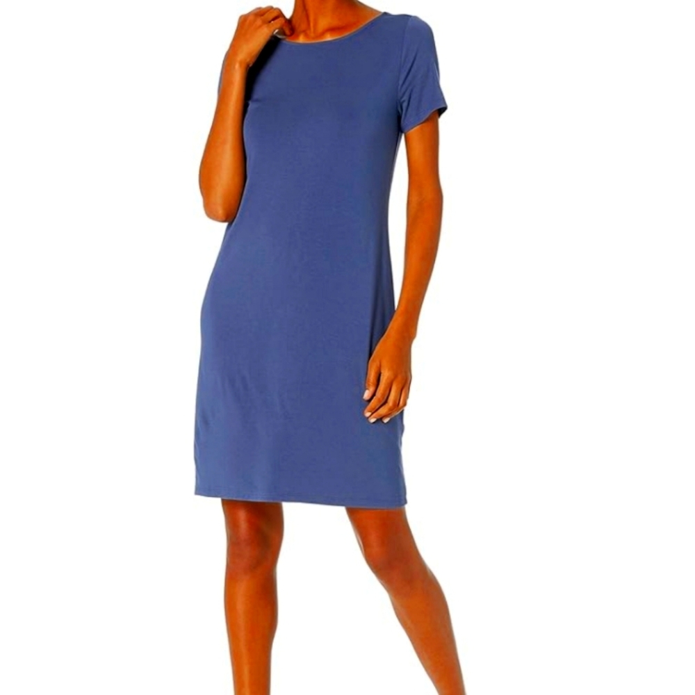Blue Tshirt Short Sleeve Dress